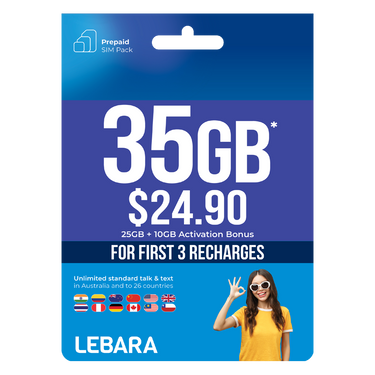 Lebara $24.90 Starter Pack PrePaid SIM Card